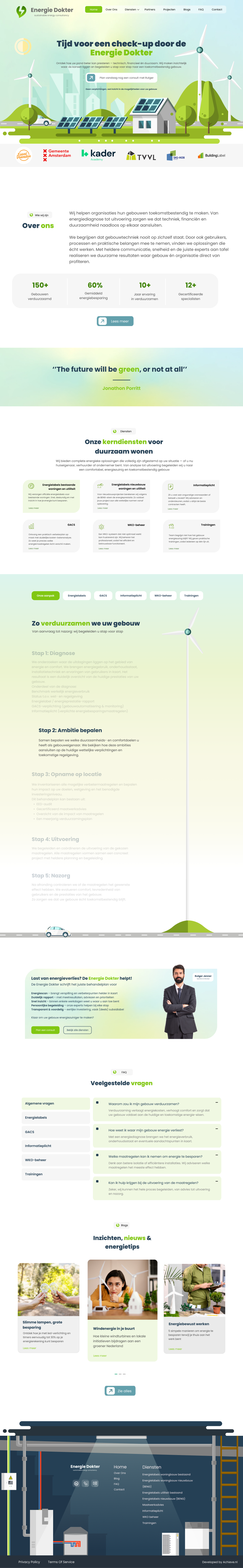 Full homepage design for the Energie Dokter website